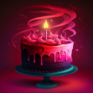 Geburtstagstorte mit einer Kerze rot und blauer Ständer 003
