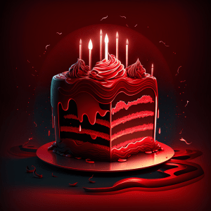 Geburtstagstortenstück rot mit Kerzen 004