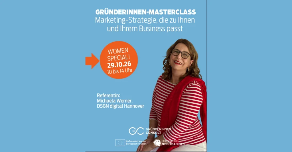 Ankündigung der Gründerinnen-Masterclass am 29. Oktober 2026 mit Michaela Werner