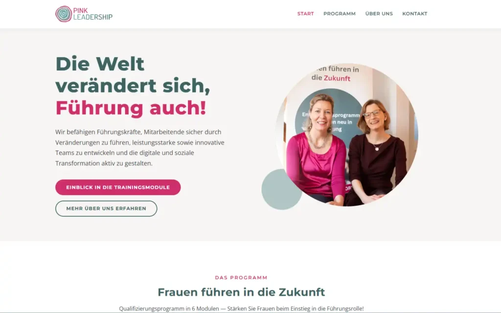 Startseite von Pink Leadership