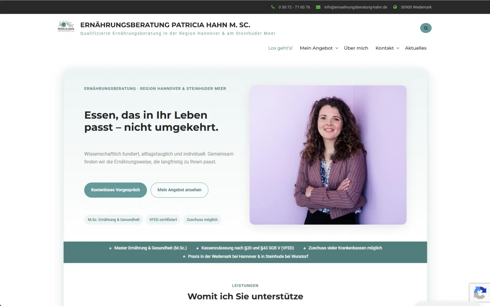 Startseite von Ernährungsberatung Hahn